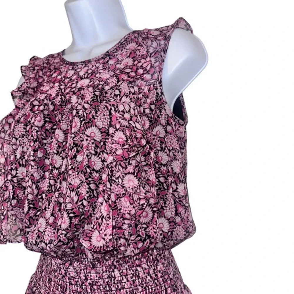 Shoshanna Dalila Silk Popover Pink Floral feminine cottagecore Dress Size 2